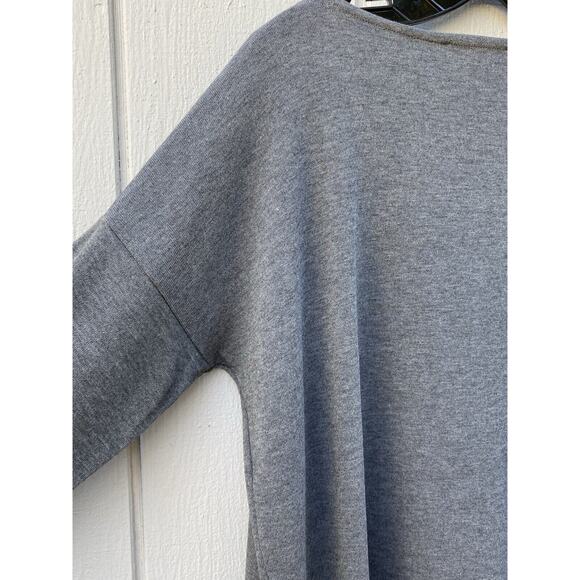Karen Kane Long Sleeve Gray Pullover Top w/ Front Denim Pocket Sz L Cotton Blend - Picture 5 of 11